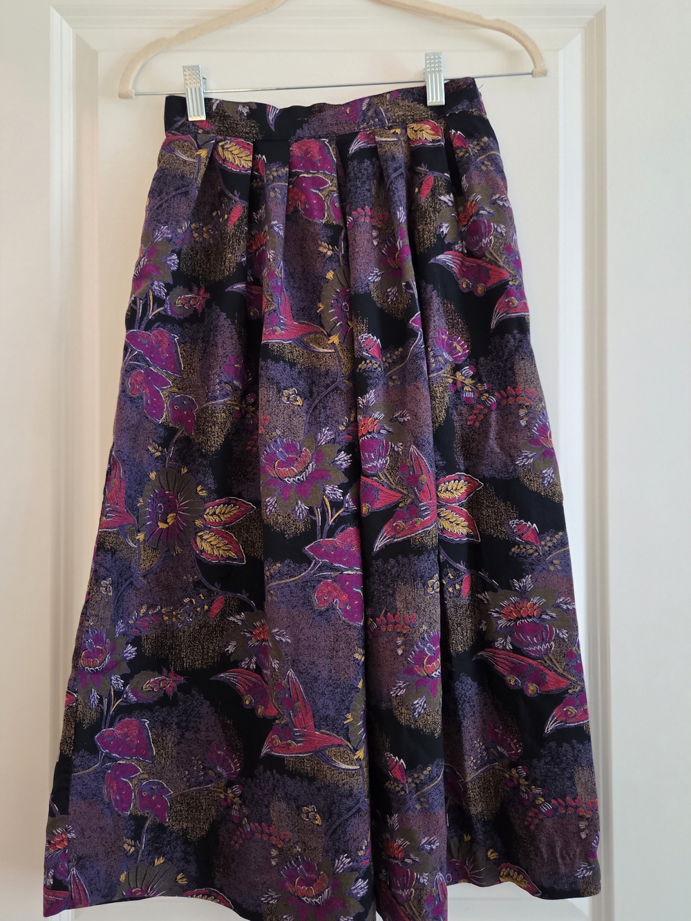 Vintage Glenora by Segal Floral Pleated Midi Skirt Made in USA